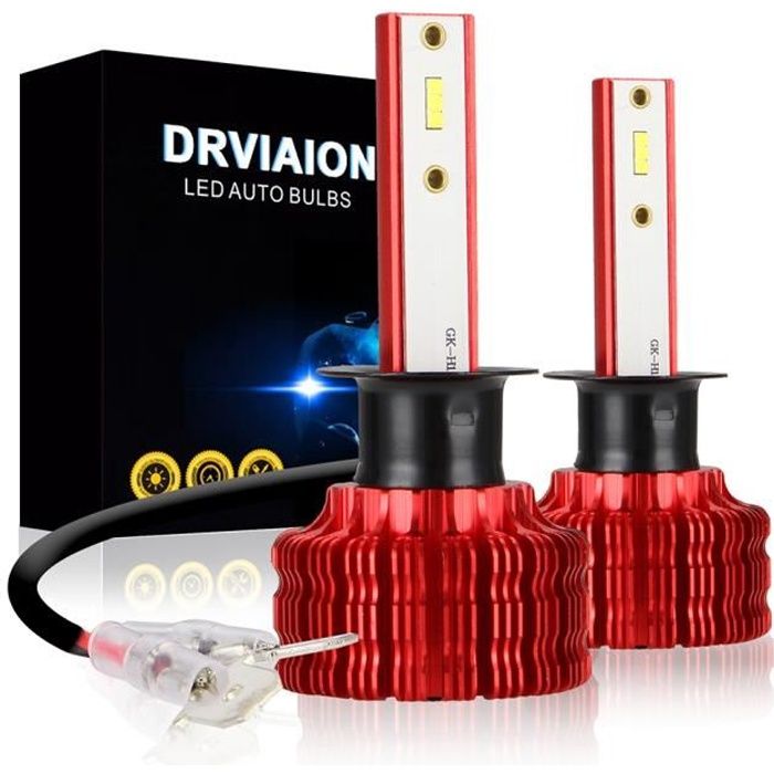 PRUMYA H1 LED Ampoule de phares CSP Puces Mini Design Kit de Conversion de Phare étanche 3000LM Super Brillant 20W 6500K Blanc