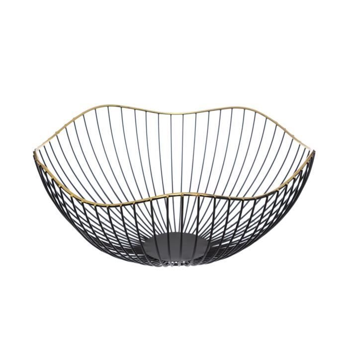 Secret de Gourmet - Corbeille en métal noir avec liseré Or D 32 cm Noir
