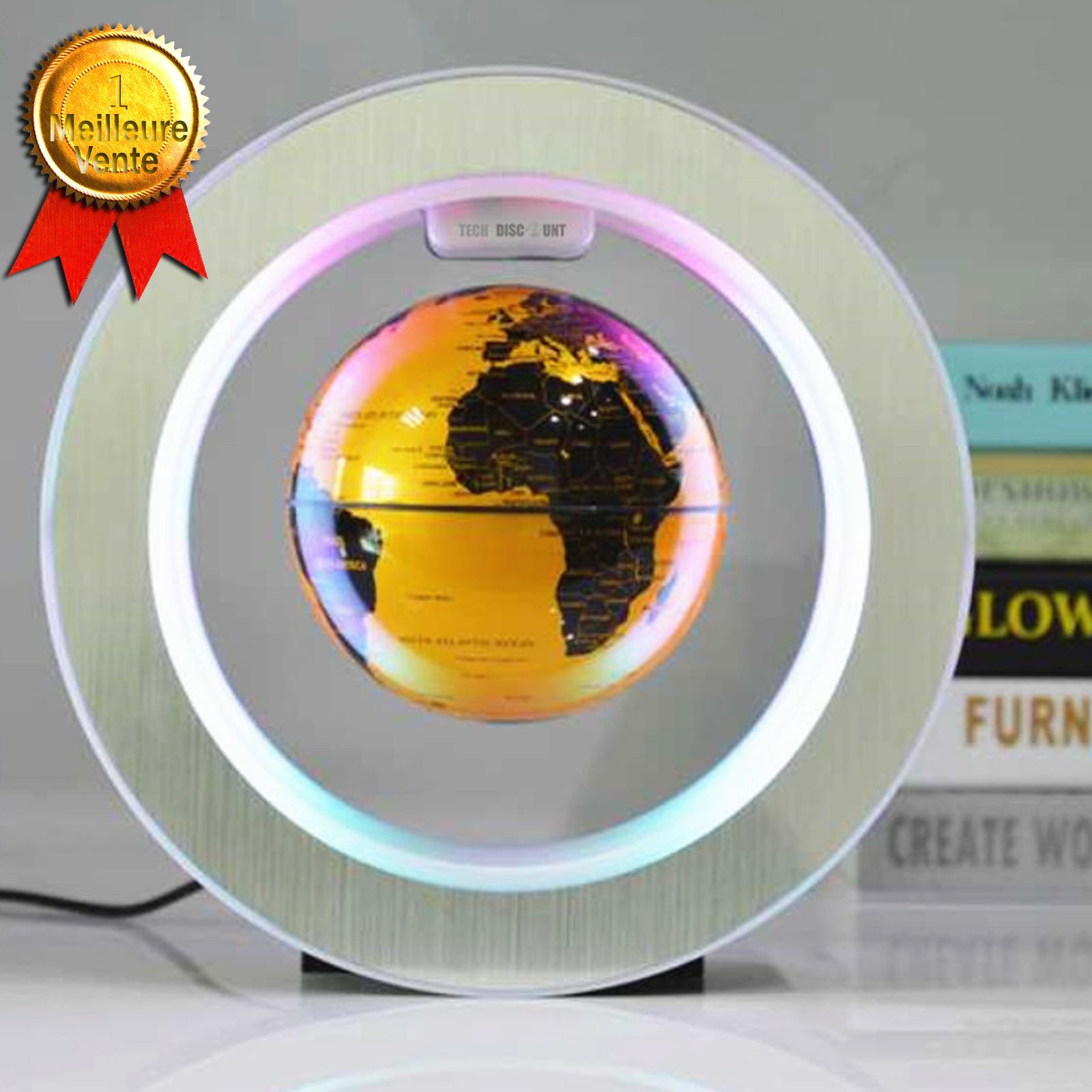 TD® Globe terrestre lumineux enfant magnétique vintage interactif français lévitation led espace boule de 6 pouces lampe de couleur