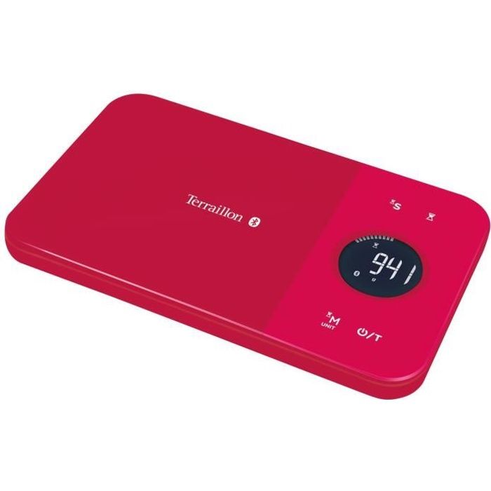 TERRAILLON Balance électronique Bluetooth - 5kg 1g - LCD rouge