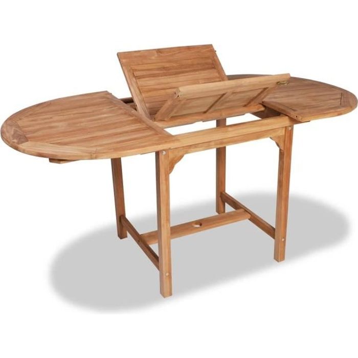 vidaXL Table extensible de jardin (110-160)x80x75 cm Teck solide