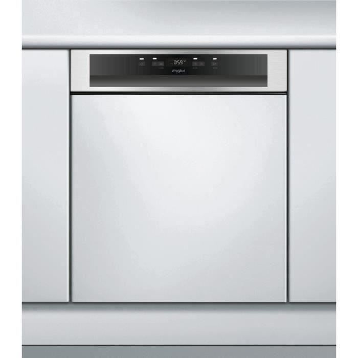 Lave-vaisselle semi intégrable WHIRLPOOL WB6020PX - 14 couverts - Induction - L 60cm - 46 dB - Bandeau Inox