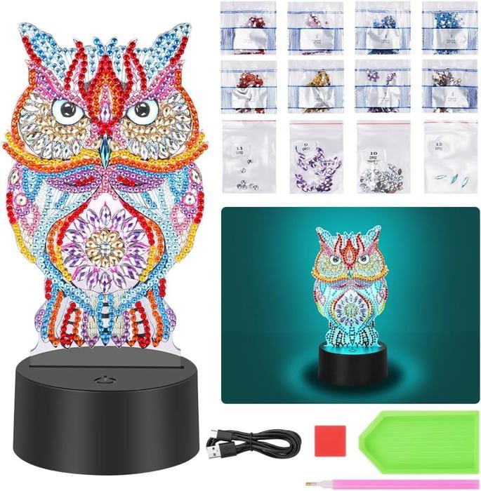 Starnearby Lampe LED Diamond Painting DIY – Veilleuse Diamant Bricolage, Lumière Ambiance Enfant USB/Piles