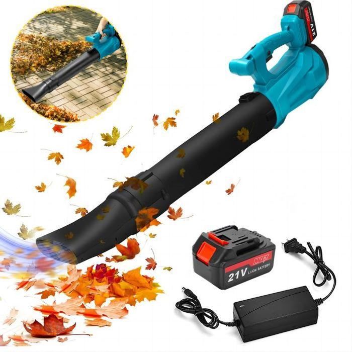 Souffleur De Feuilles Sans Fil Bravolu 21V - 240 Km/h, 6 Vitesses, Batterie 4.0Ah - Jardin Et Extérieur
