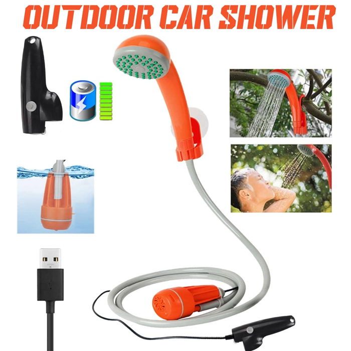 Douche Portable De Camping DEUBA – Pompe 12V Avec éponge Filtrante, Tuyau 2m