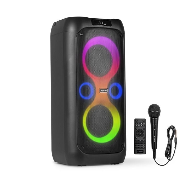 Fenton Core130 Enceinte Bluetooth Lumineuse - 180 Watts Batterie Longue Autonomie 12H Facile à Transporter