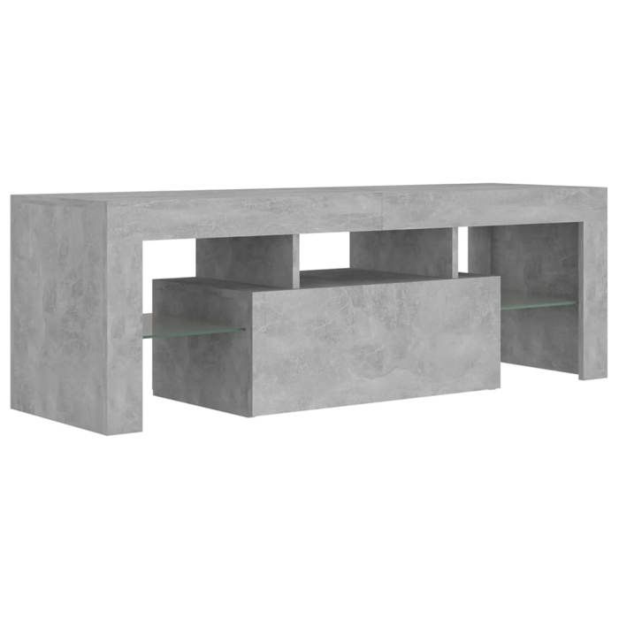 Meuble TV - Banc TV - Table TV - avec lumières LED - Gris béton - 120x35x40 cm - T163
