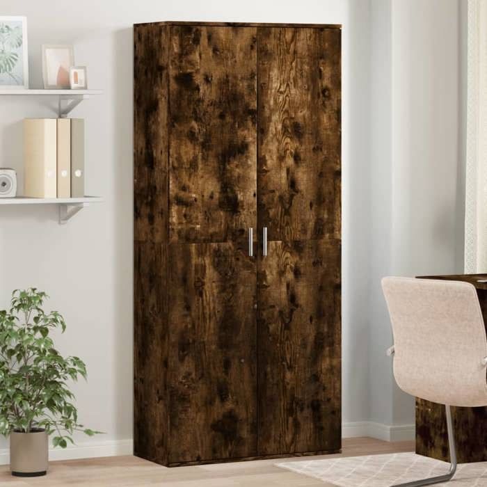 vidaXL Buffet haut chêne fumé 80x35x180 cm bois dingénierie 3276655