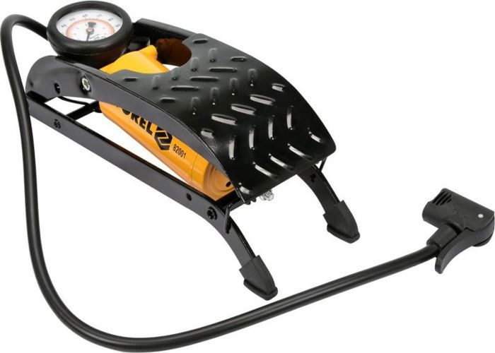 Pompe à Pied Relaxdays Avec Manomètre – 14 Bar / 200 Psi – Double Tête AV/FV/DV – Tuyau 98 Cm – Adaptateurs Inclus – Acier, Plastique