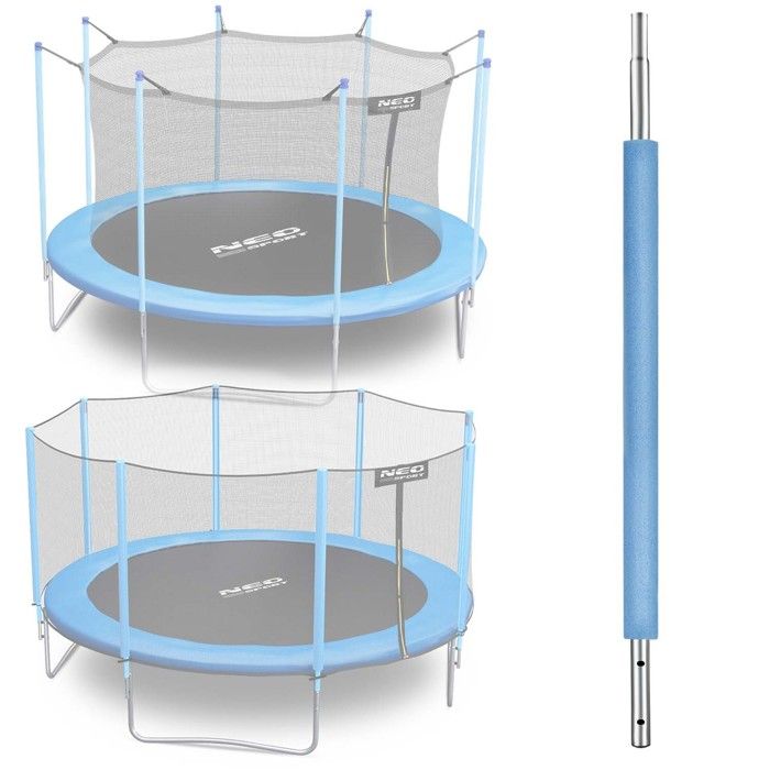 Poteau inférieur pour trampoline - JANSHOP - Filet extérieur et intérieur - 8-15 pieds - Bleu