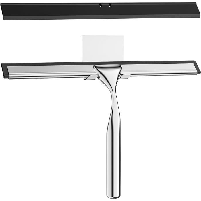 Raclette Douche en Acier INOX 25.5cm Raclette de Douche avec Crochet pour Vitre Miroir Carrelage Cuisine - Argent