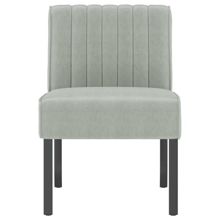 CLARENCE® Fauteuil simple - Chaise-Canapé - pour salon/chambre/bureau - sans accoudoirs gris clair velours LV5136