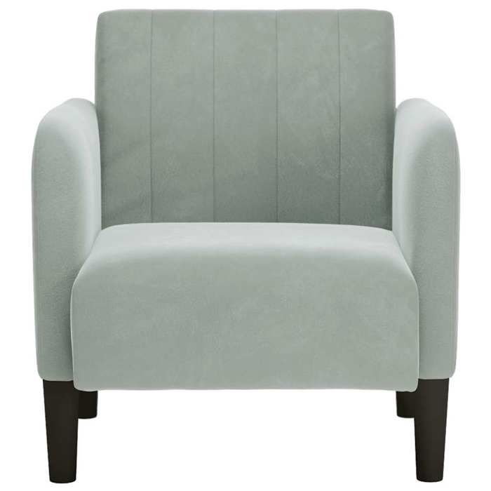 CLARENCE® Fauteuil simple - Chaise-Canapé - pour salon/chambre/bureau - avec accoudoirs gris clair 54 cm velours LV5187