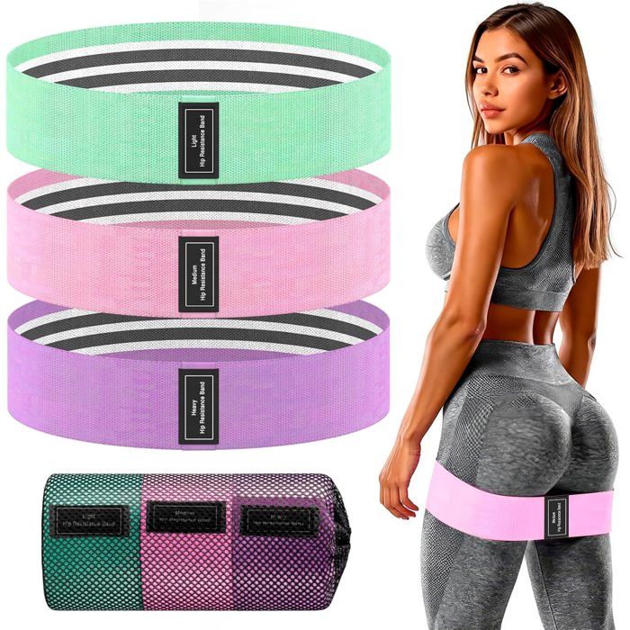 Bande Élastique Musculation 3 Pièces 1.5M/2M - 3 Niveaux Résistance Pour Yoga Pilates Fitness
