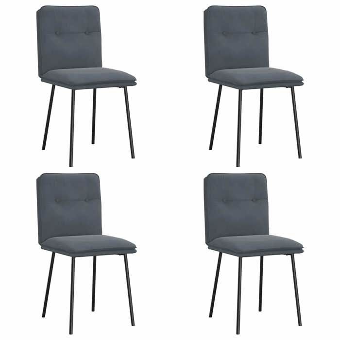 SOLO - TOP Chaises à manger/cuisine - lot de 4 - Gris foncé Velours - cadre en bois - max charge 110kg LV1021