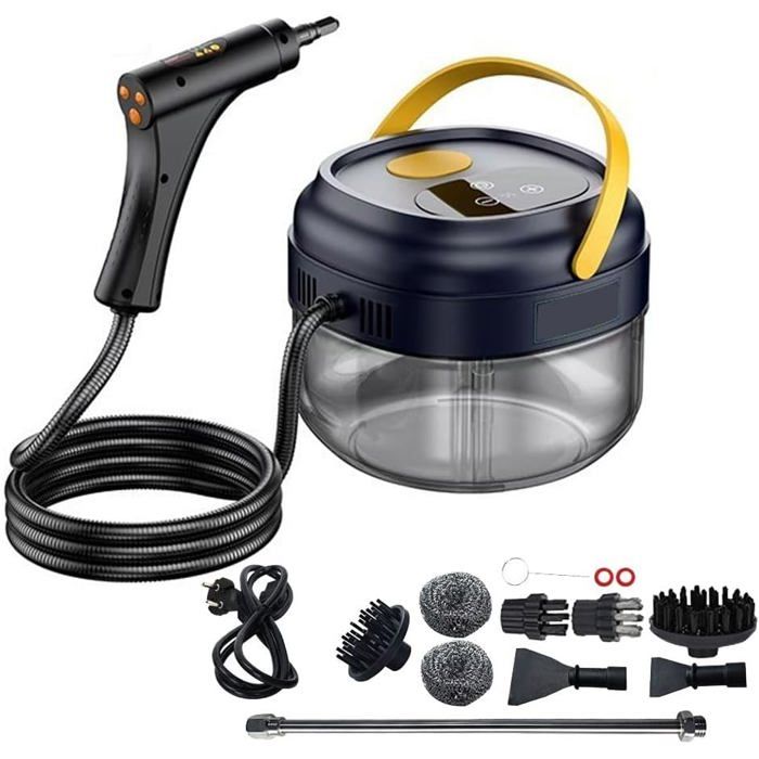 Nettoyeur Vapeur Portatif 1800W Steam Cleaner pour La Maison 1700ML Réservoir deau pour Fenêtres Cuisine Sol 105℃/221℉- noir - Ulisem