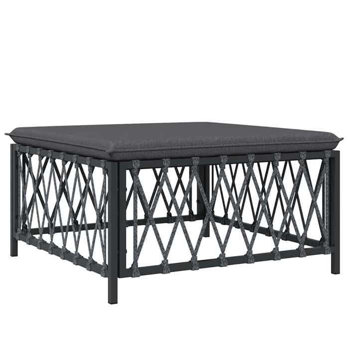 Repose-pied de jardin - vidaxl - Coussin inclus - Anthracite - Tissu tissé - 70x70x34 cm - Capacité 110 kg - Gris foncé