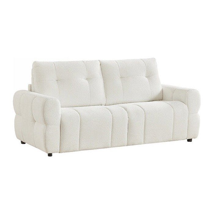 Canapé 3 places convertible express en tissu chenille beige - Couchage 140 cm ECORIA