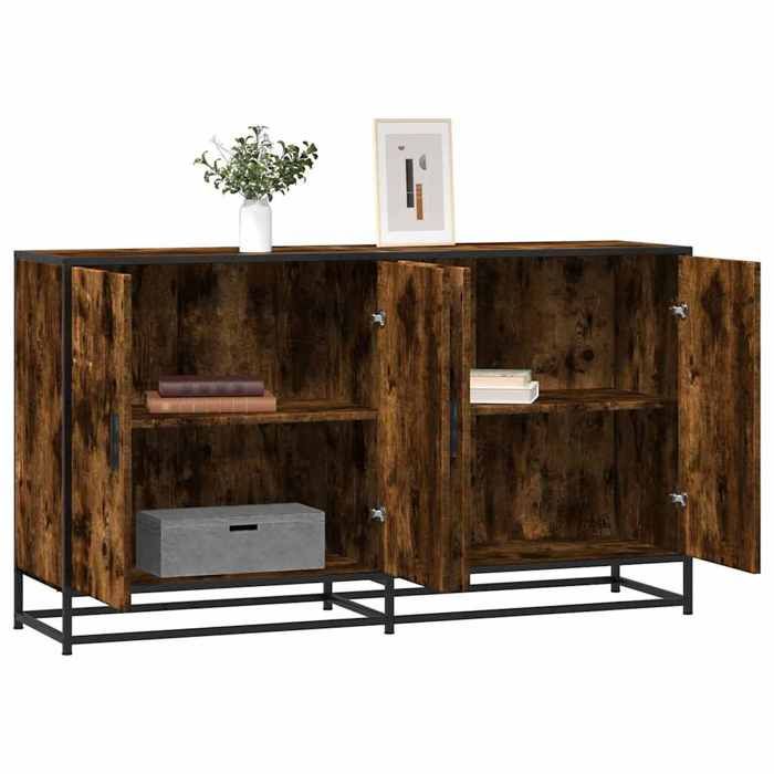 NEW 2026 Buffet Classique Armoire latérale pour salon chêne fumé 134x35x76 cm bois dingénierie L3520