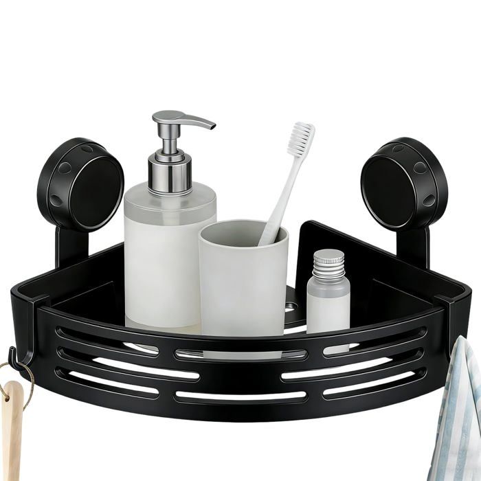 Étagère angle salle de bain ventouses rangement douche shampoing savon QIEDOVIEY