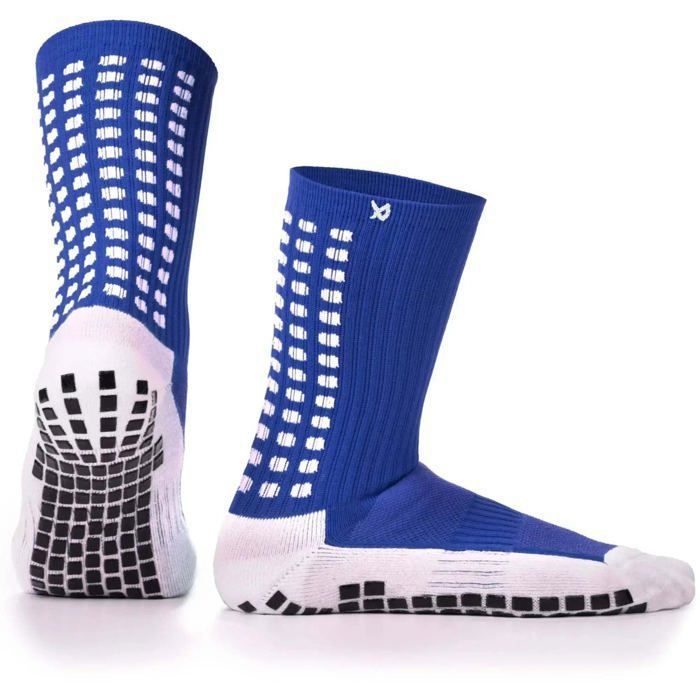 Chaussettes de football LUX Soccer Grip longueur mollet bleu taille adulte antidérapantes pour stabilité et durabilité maximales