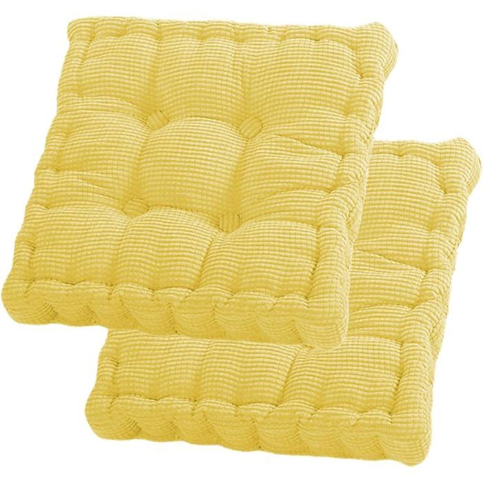 Seat cushions set of 2 floor pillows 40x40 cm chair pad cotton padding yellow