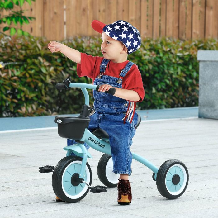 Tricycle enfant - 2-5 ans - Siège réglable - Panier et sonnette - Roues EVA charge 25 kg
