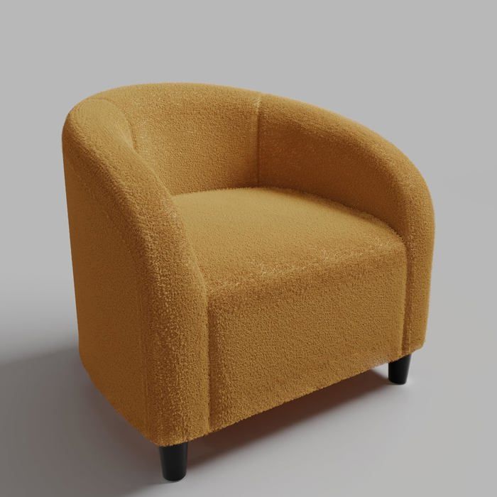 Garvee Fauteuil dAppoint Bouclé Jaune Tissu Sherpa Cocooning Coussin Moelleux & Dossier Arrondi Salon & Coin Lecture