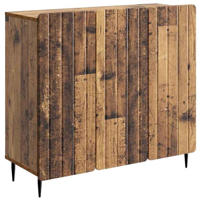 Bahut Séjour - Buffet DE rangement - bois dingénierie - bois ancien - 89 x 345 x 82 cm - 3 portes pivotantes 90° 7314999