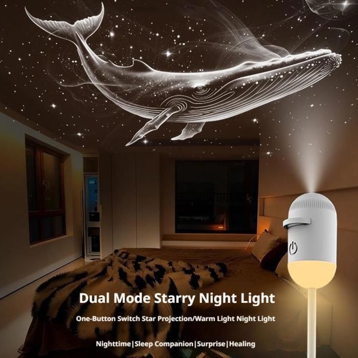 Projecteur USB Galaxy 2-en-1 Mini Lampe Étoiles 360° Rotatif LED Ciel Nocturne Ambiance Fête Décoration Saturn Maison