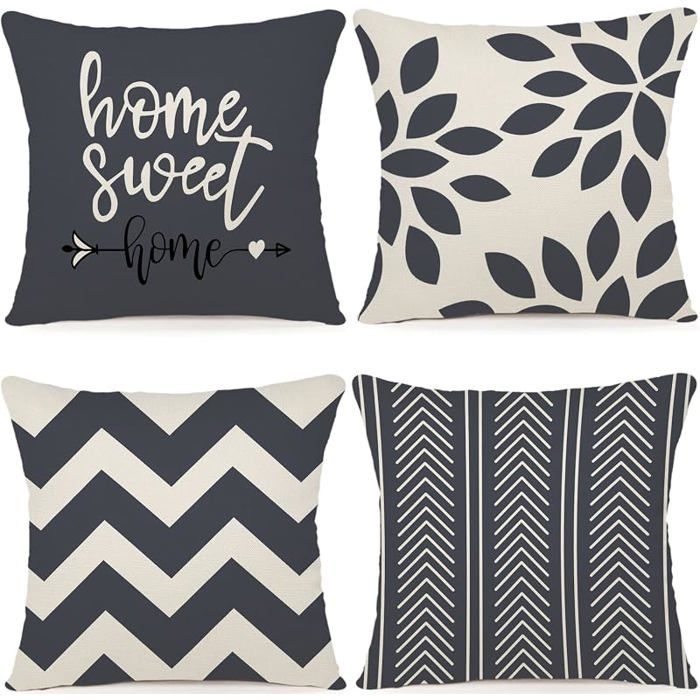 Housse Coussin 40x40 Lot de 4 Décoratif Canapé Taie oreiller Decoration Canapé Housses 40 x 40 cm (Lot de 4) Gris HOUSSE DE COUSSIN