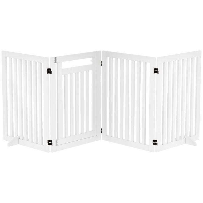 Barrière de sécurité pliable - Blanc - MDF - 240 cm de longueur totale - Hauteur 81 cm - 4 panneaux pliables