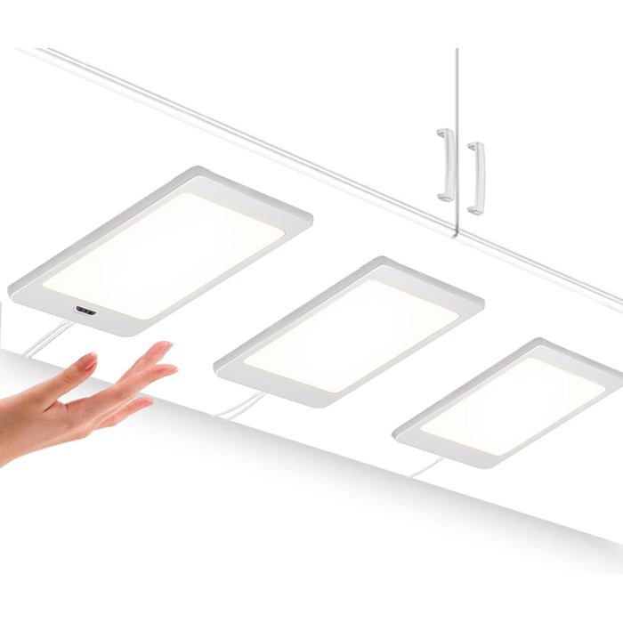 Lampe LED sous meuble  - Lot de 3 lampes - Gradation continue - Capteur sans contact - Blanc neutre 4000K