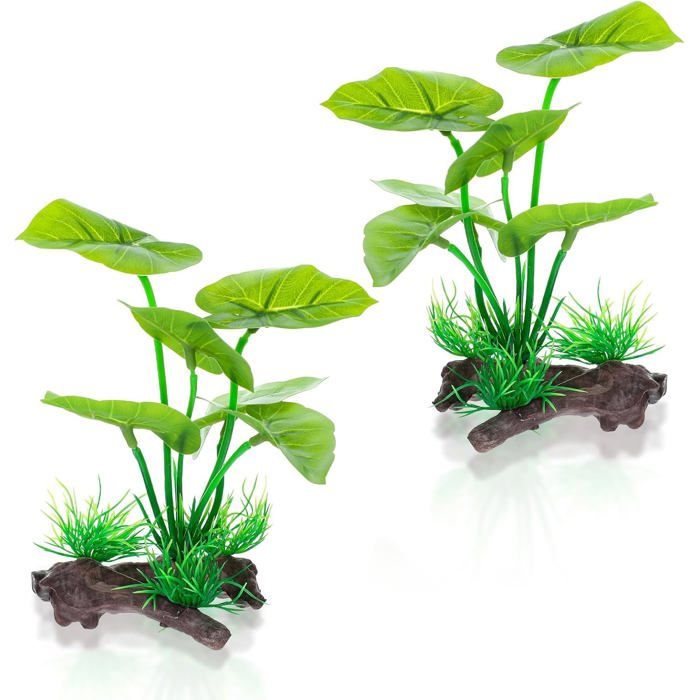 Lot de 2 plantes déives pour aquarium - Feuilles de Betta - Ha - Plantes artificielles en soie - Plantes de PERLE