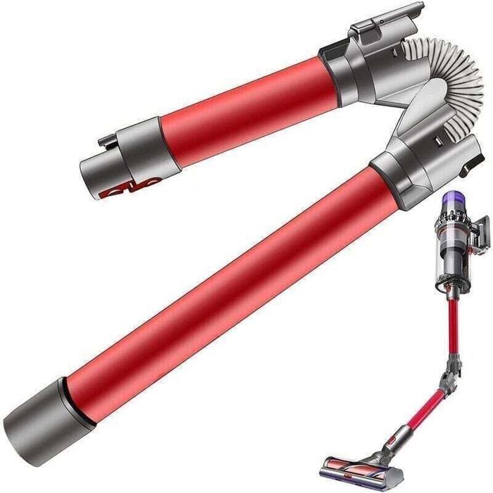 Tube Télescopique Tige Pliable Rapide Compatible V8 V10 V11 V7 V15 Nettoyage Sous Meubles Tables Lits Rouge -