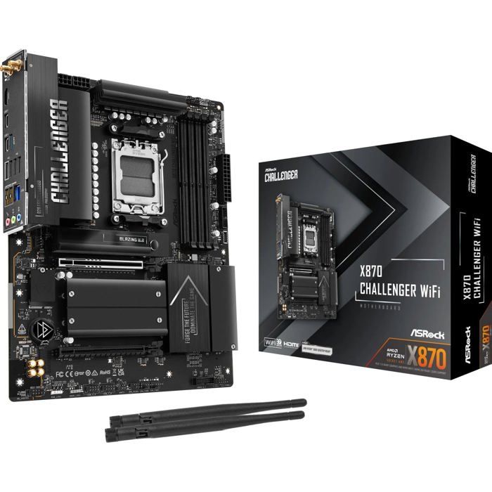 Carte mère AsRock X870 Challenger AMD X870 AM5 DDR5 ATX WiFi 7 PCIe 5.0 Bluetooth - vue 2