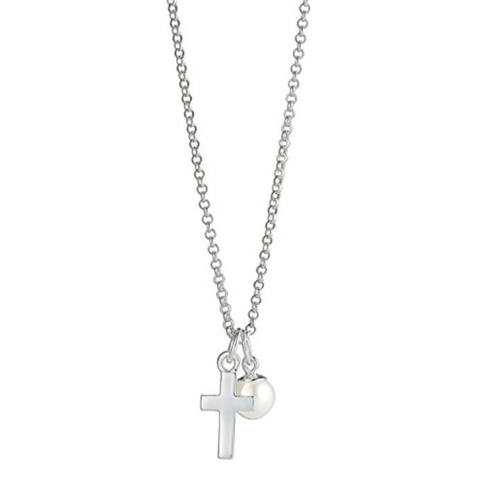 Collier Glaio Croix De Bapteme En Argent Sterling 925 Avec Perle D Eau Douce Pour Bebe Molly Brown Pour Femme Bijoux Parfaits Achat Vente Sautoir Et Collier Collier Croix De
