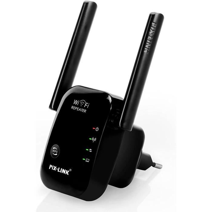 Amplificateur WiFi Avec Prise - Répéteur 300 Mbit/s 2.4GHz - Couverture Jusqu'à 3000m² - 30 Appareils - WPS
