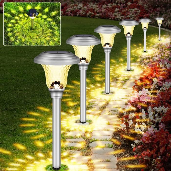Solpex Lot de 12 lampes solaires pour chemins de jardin, éclairage de  paysage/allée en acier inoxydable Traditionnelle Blanc froid : :  Luminaires et Éclairage