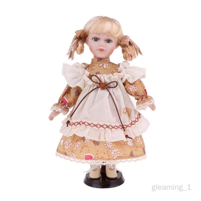 Poupee Vintage en Porcelaine 30cm Fille avec Cheveux Jaunes et Bandeau Blanc Mixte Cdiscount Jeux Jouets