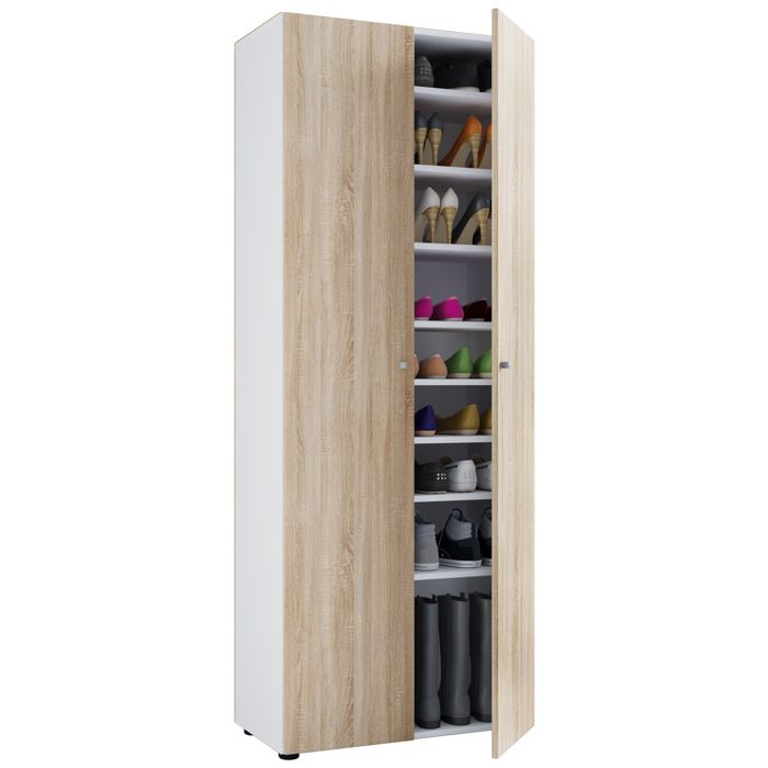Vida Designs Dalby Meuble à Chaussures Moderne, 2 Portes, 1 tiroir, Placard de Couloir, étagère à Chaussures, Meuble en Bois, chêne