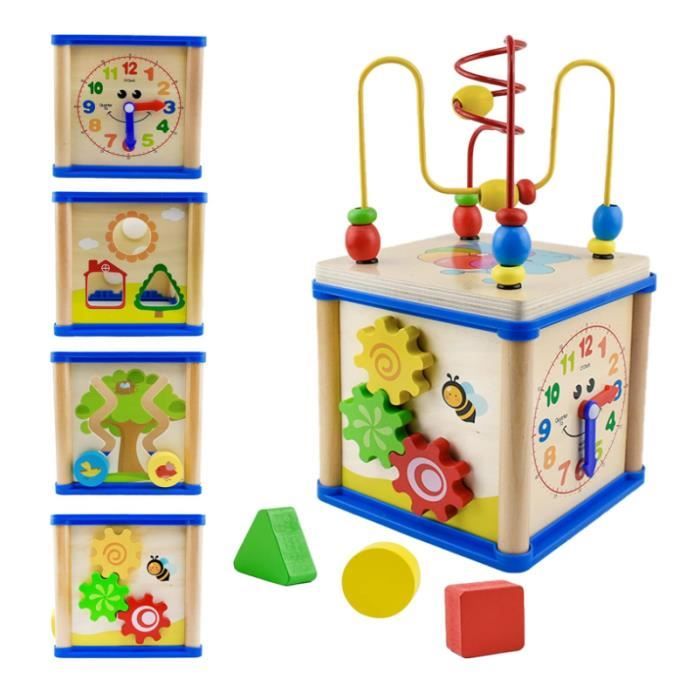 Cube D'éveil Montessori 6 En 1 En Bois - Jouet Sensoriel Bébé 6-12 Mois - Idéal Cadeau Naissance, Noël, Pâques