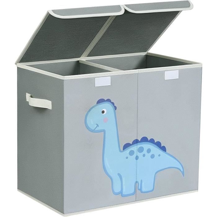 Grande Boîte De Rangement Tissu Pliable 50x30x25cm - Couvercle Et Poignées - Grise