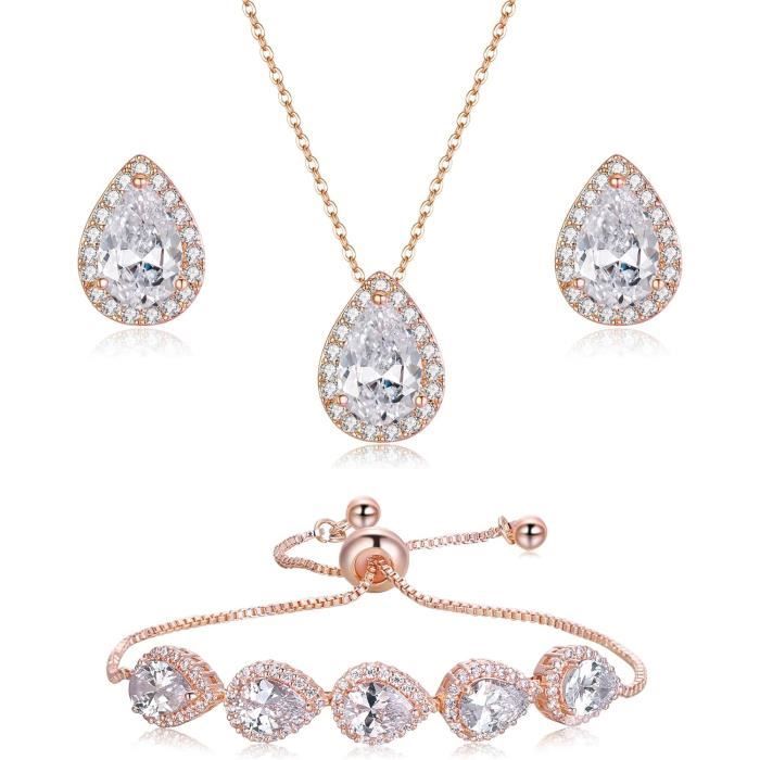 Parure De Bijoux Collier + Boucles D'oreilles - Zircon Sur Acier Inoxydable - Forme Infini - Neuf Avec étiquettes