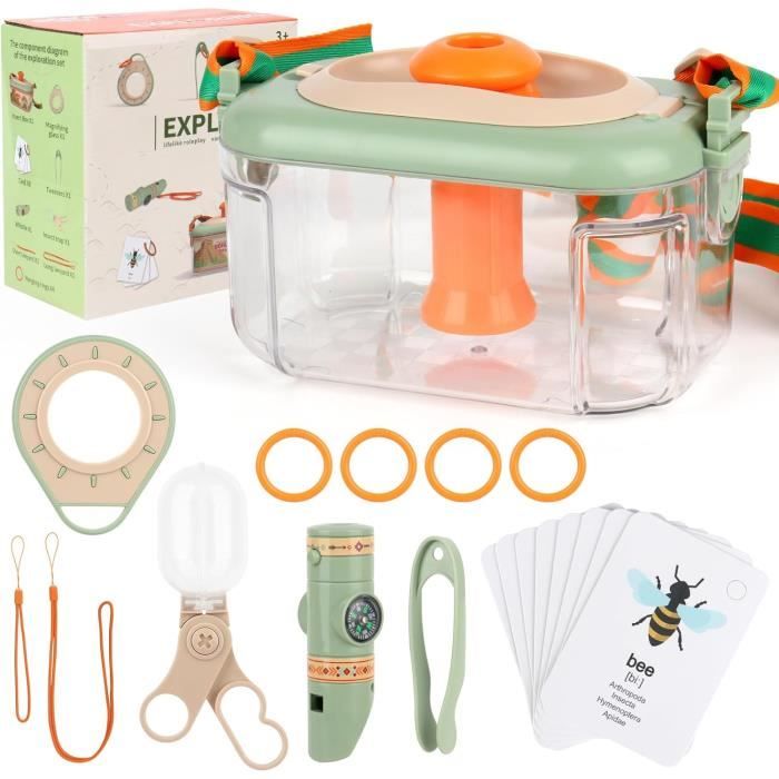 Kit D'explorateur Enfant Pour Le Plein Air - Gilet, Chapeau, Filet à Papillons, Cage Et Pince - Jeu De Rôle Et Découverte Nature - 6