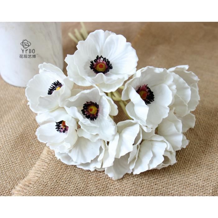 Bouquet De Mariage Fleur De Simulation Coquelicot Decoration D Interieur Fausse Fleur Fournitures De Mariage Ornements Blanc Cdiscount Maison