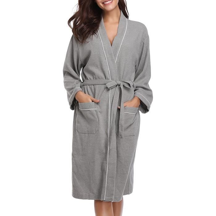 XL Peignoir Femme Coton Gaufreeger Robe de Chambre Un xepa Peignoir de Bain Eponge 2315 Cdiscount Maison