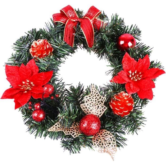Couronne de Noël Porte 30cm Couronnes de Noël en Plastique