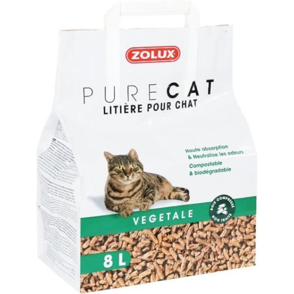 Litière - Pure Cat - Végétale - 8L - Granulés absorbants en bois français