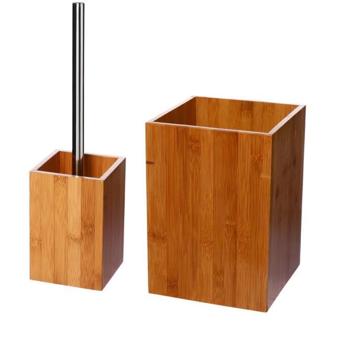 Lot Accessoires Salle De Bain Bambou Achat Vente Set